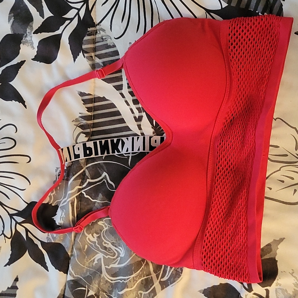 PINK Victoria Seceret red sports bra